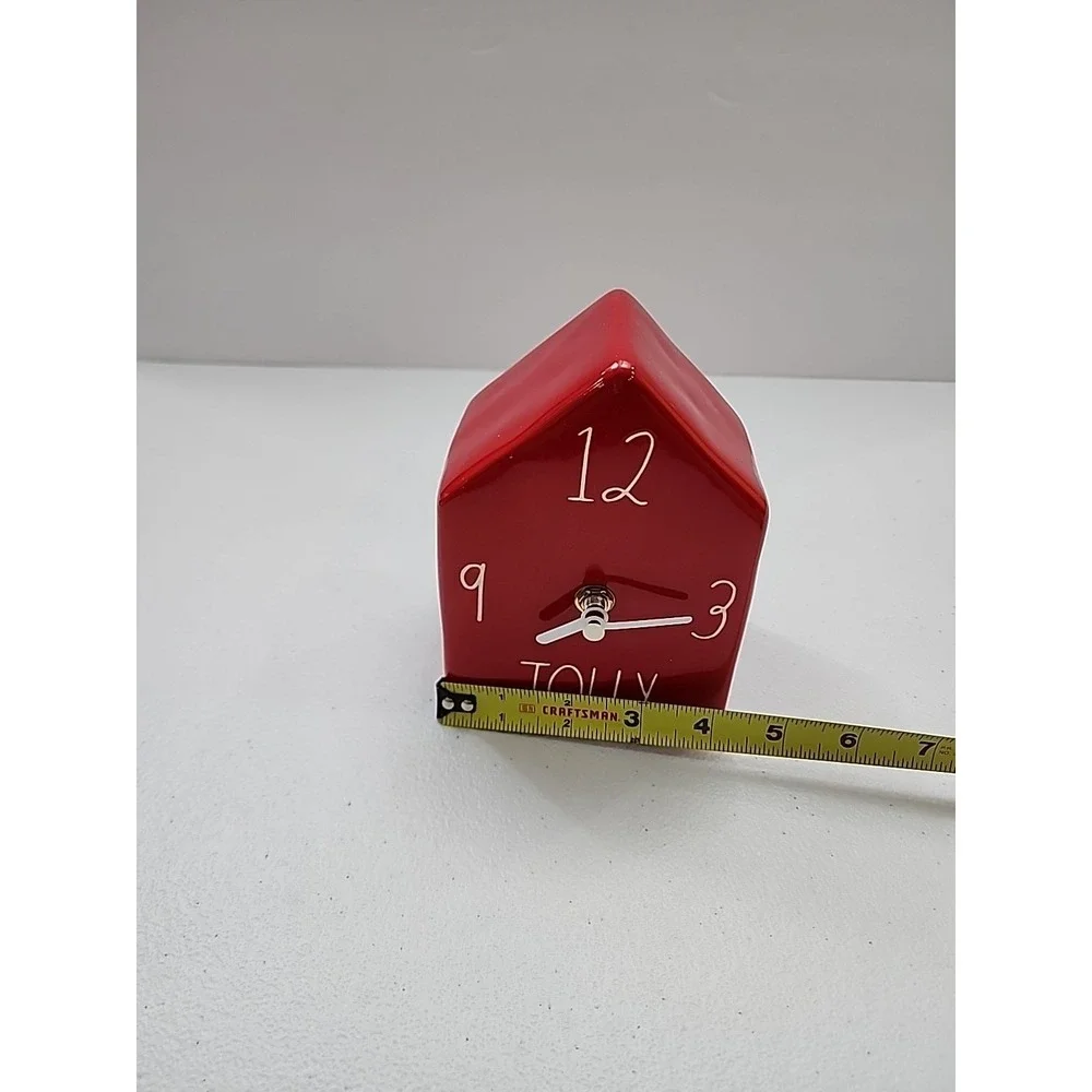 Rae Dunn 2020 Red Jolly Clock White Lettering. Tested Works